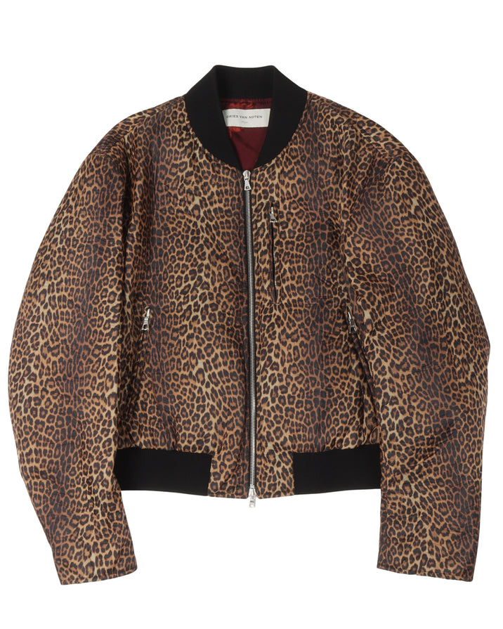 Leopard Print Satin Jacket