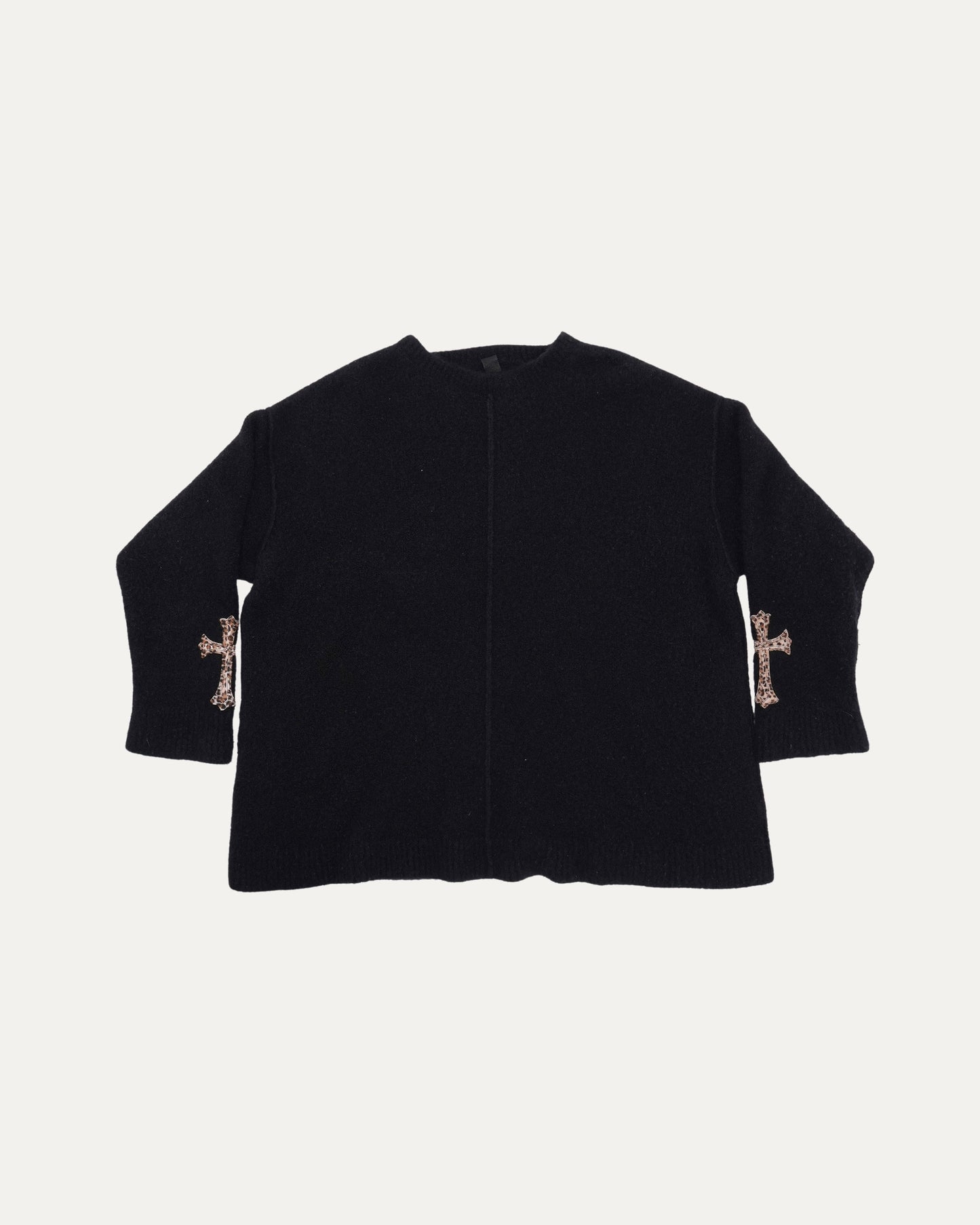 Pony Hair Cross Patch Cashmere-Silk Blend Sweater