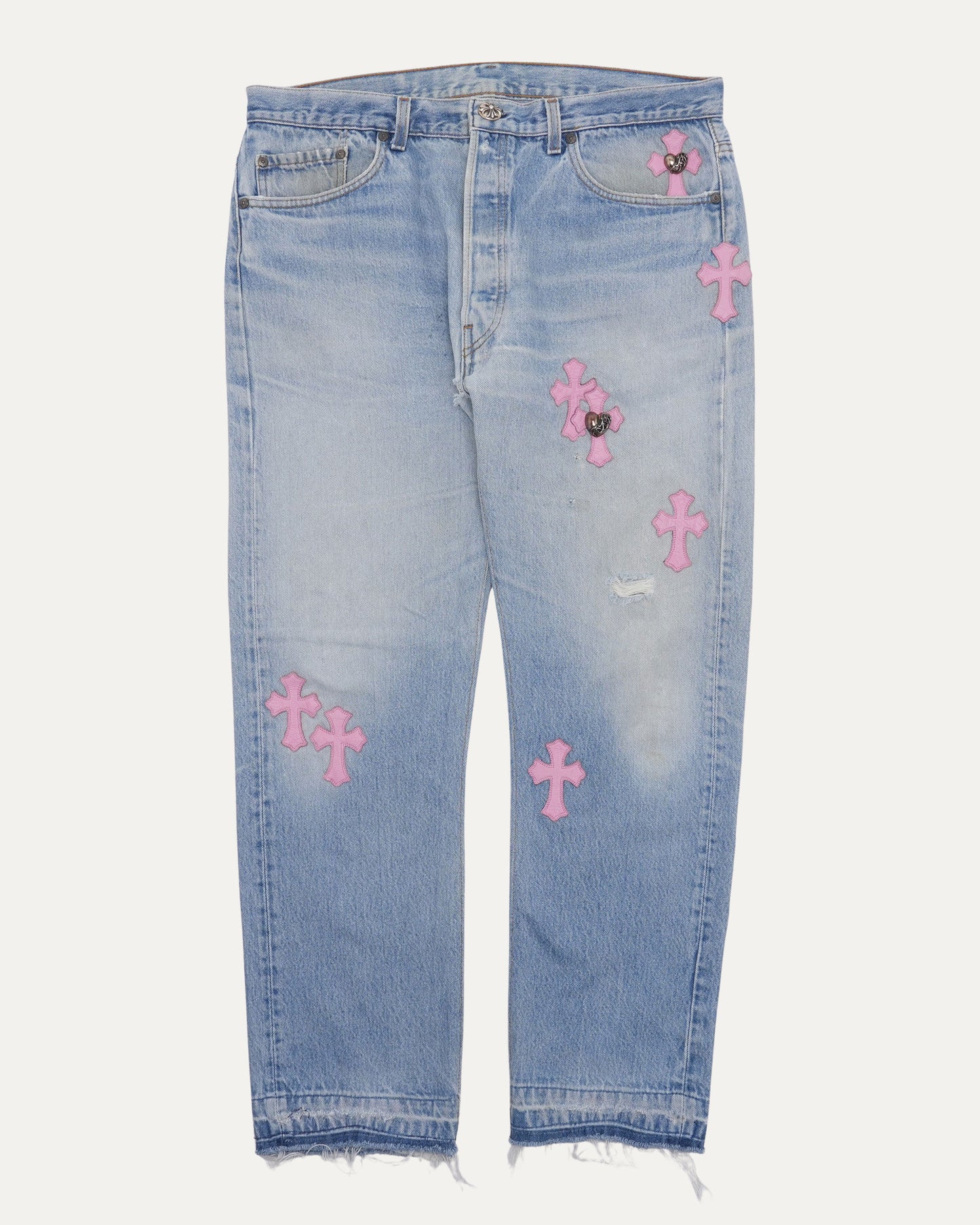 Levi's 501 Heart Embellished Cross Patch Jeans