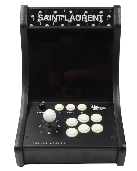 Neo Legend Retro Arcade Machine with Palm Trees and a Checkered Pattern