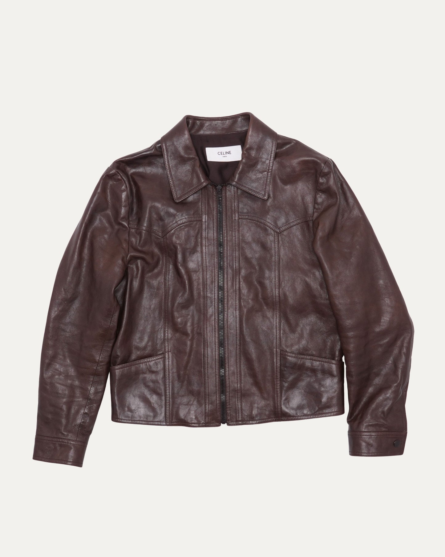 Slim Fit Zip Up Leather Jacket