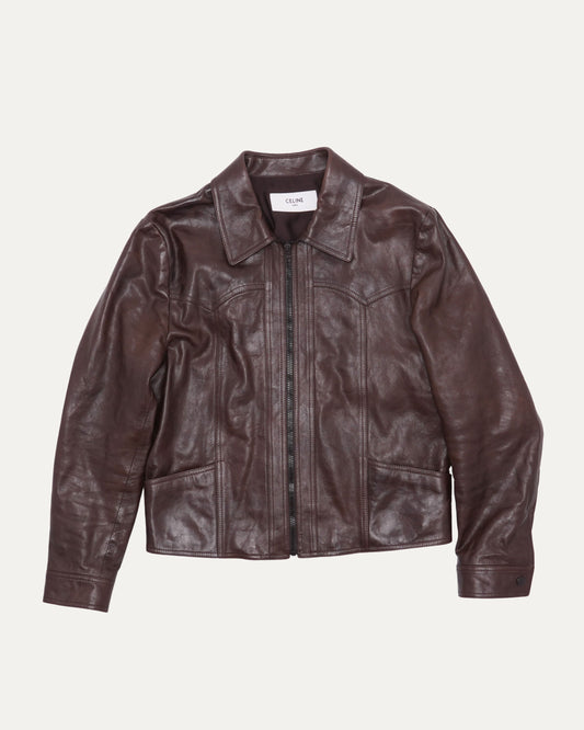 Slim Fit Zip Up Leather Jacket