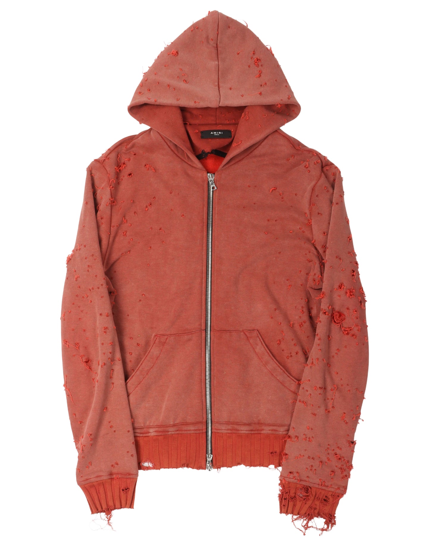 Distressed Zip Up Hoodie