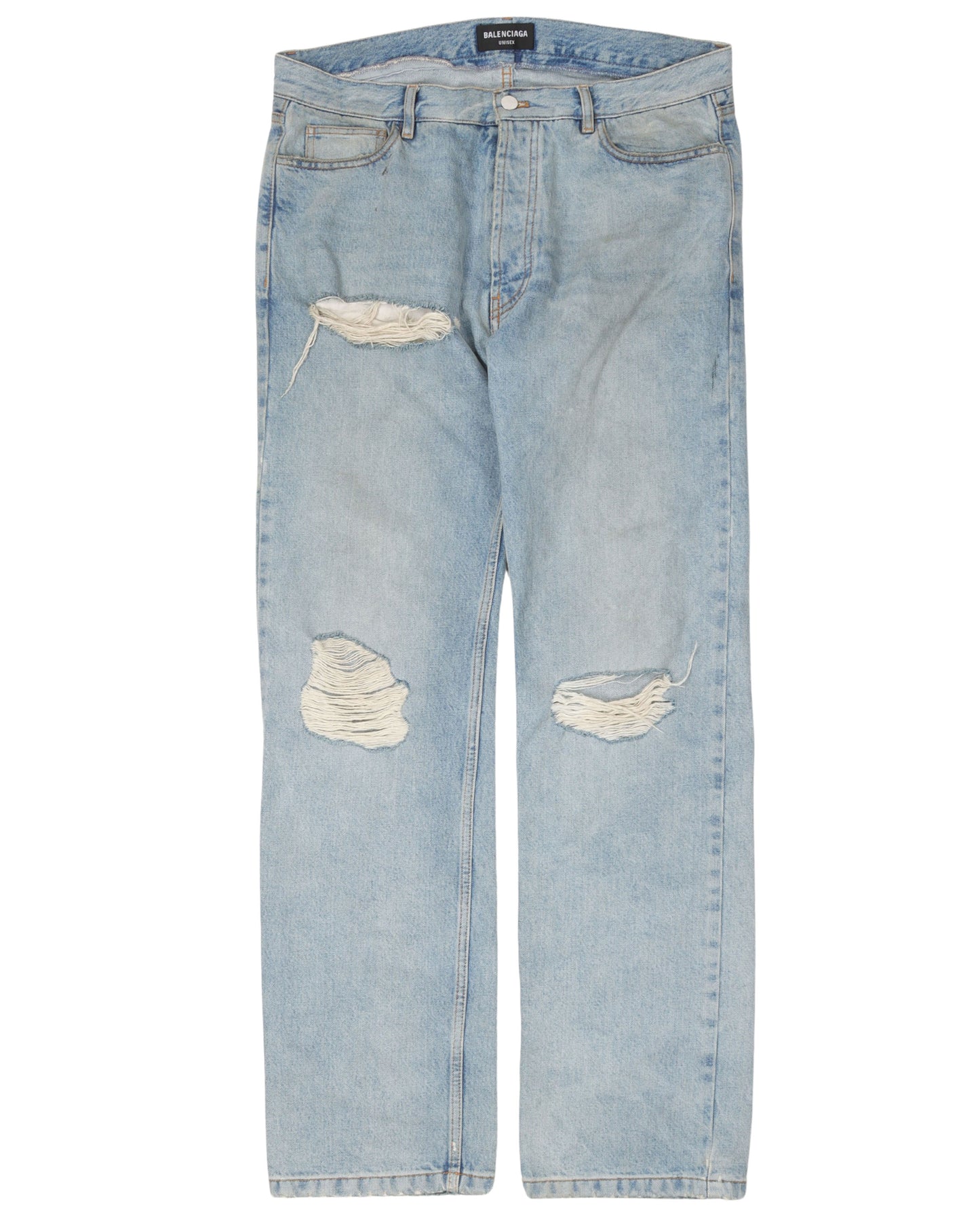 Sample Distressed Straight Leg Jeans