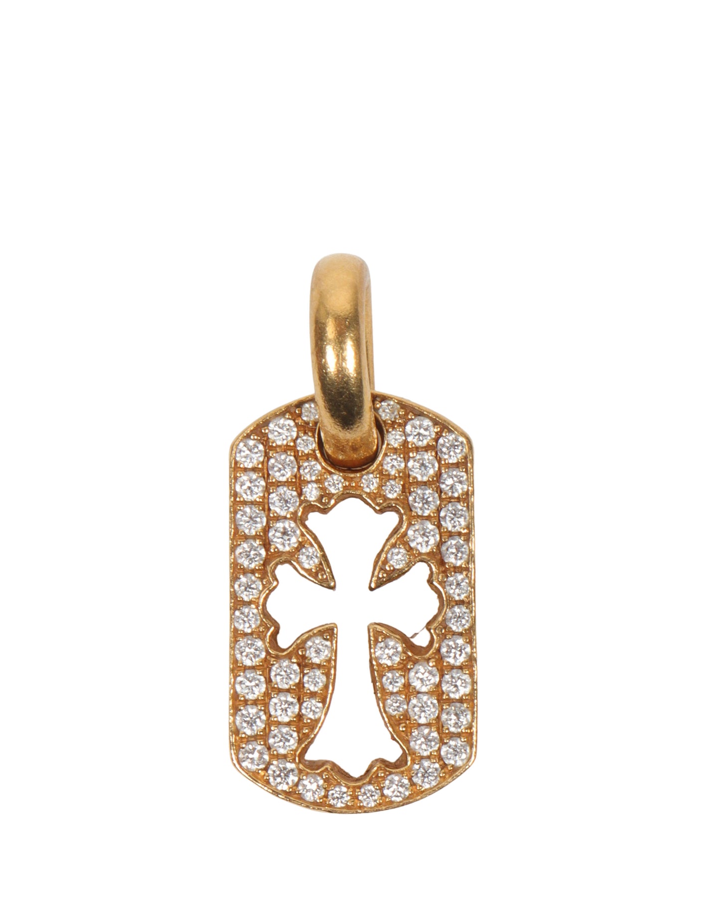 22k Gold Mini Diamond Cross Dog Tag Pendant