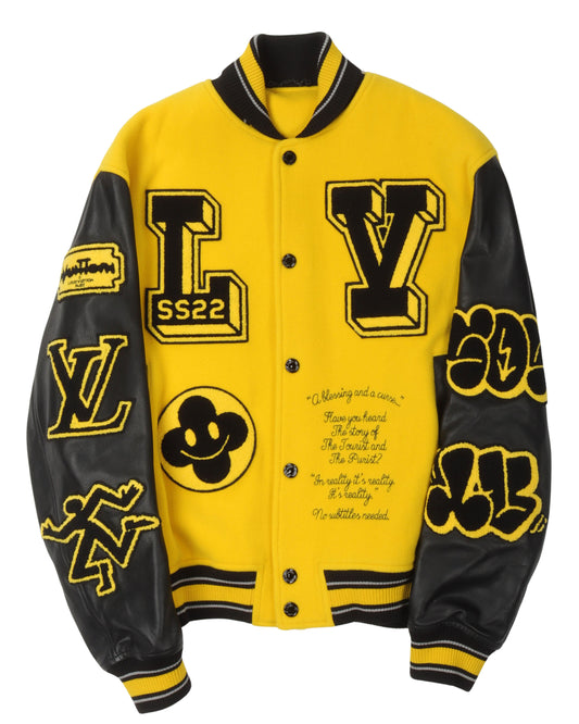 Amen Break Multi-Patches Mixed Leather Varsity Blouson