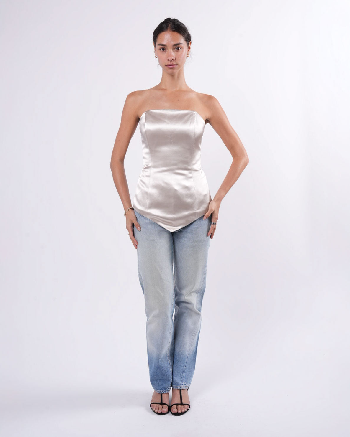 Oyster Satin Strapless Top (c. 2014)