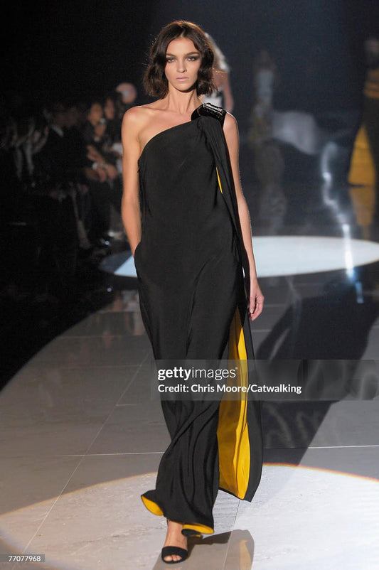 SS 2008 Single Shoulder Dress With Yellow Lining