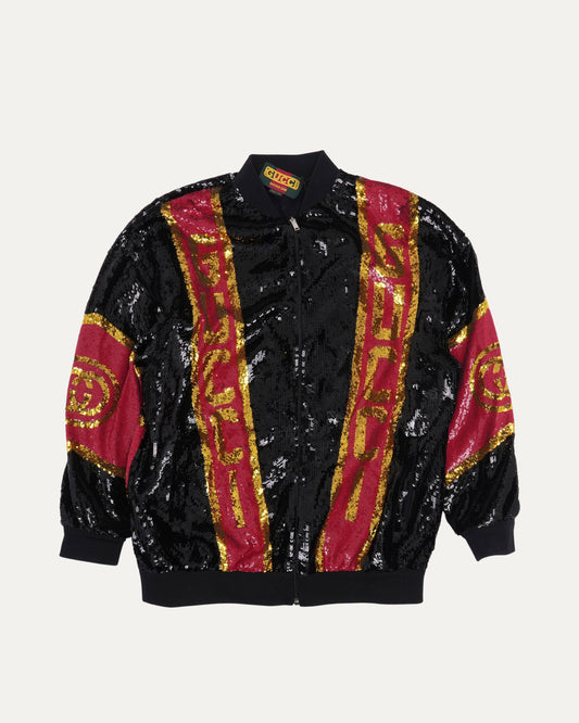 Dapper Dan Logo Motif Sequin Bomber Jacket