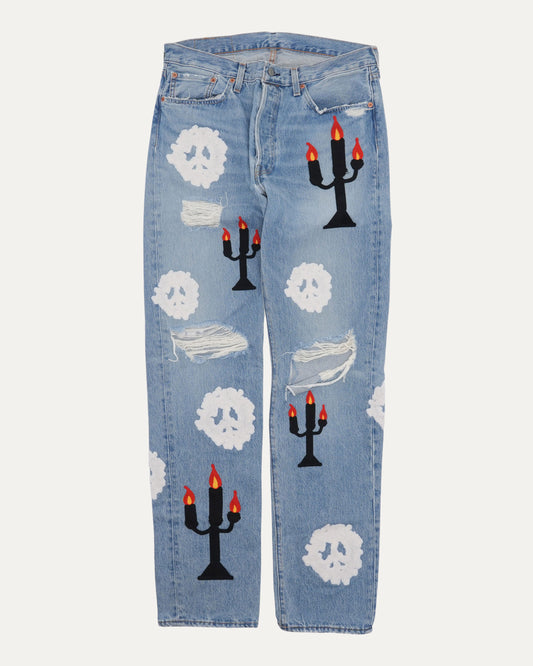Virgil Abloh 'Message in a Tear' Embroidered Jeans