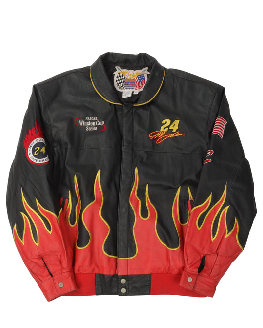 Jeff Hamilton Flames Leather Jacket