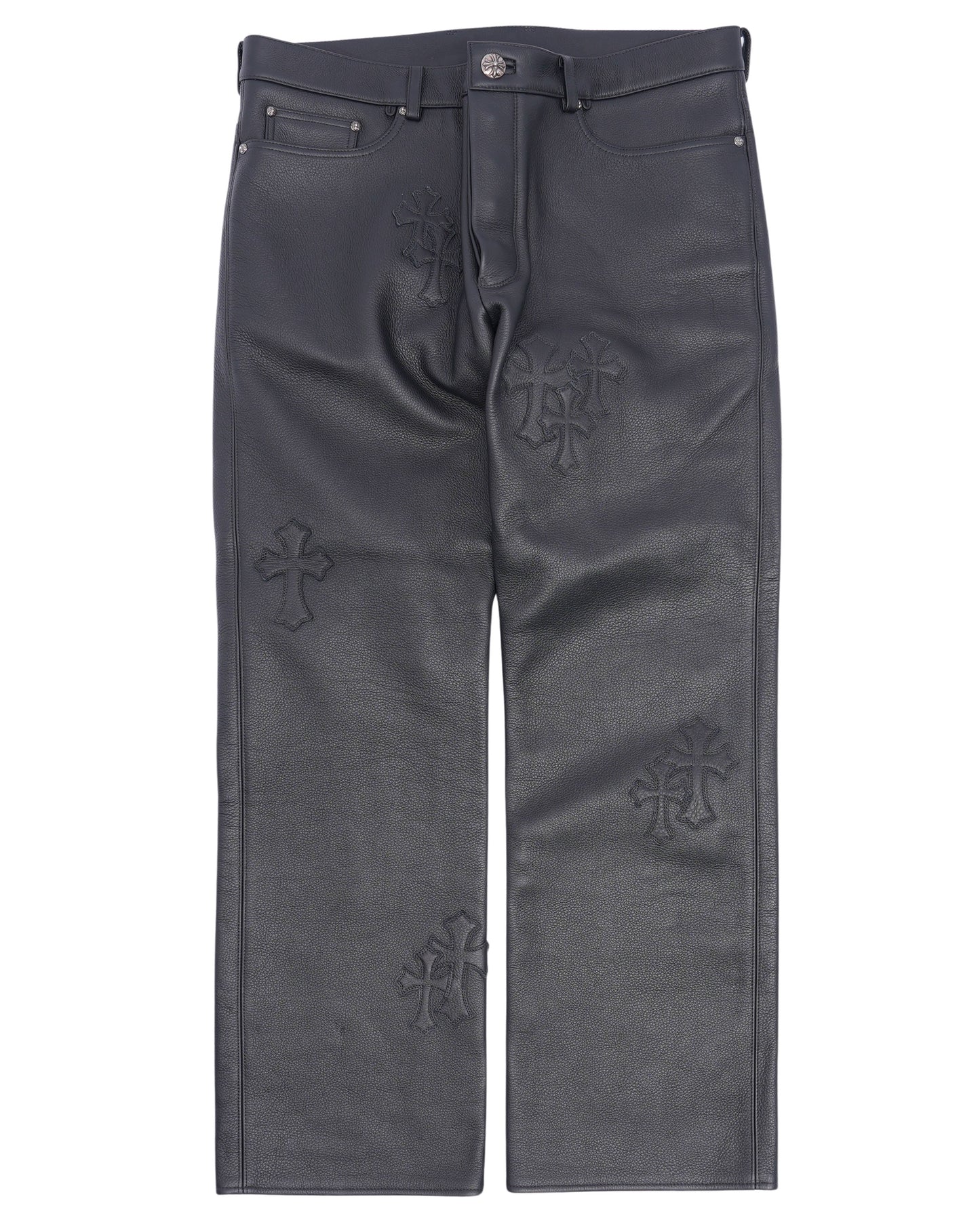 Leather Cross Patch Pants