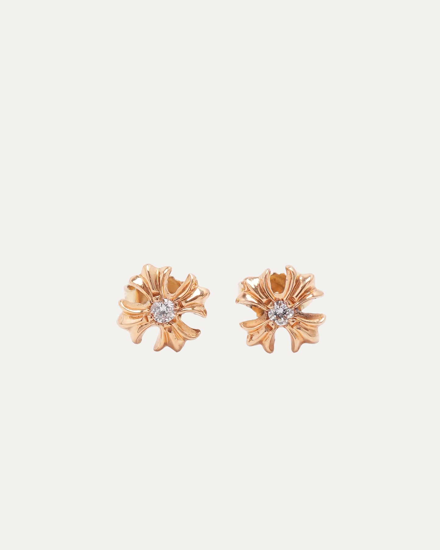Gold and Diamond Tiny Plus Stud Earrings