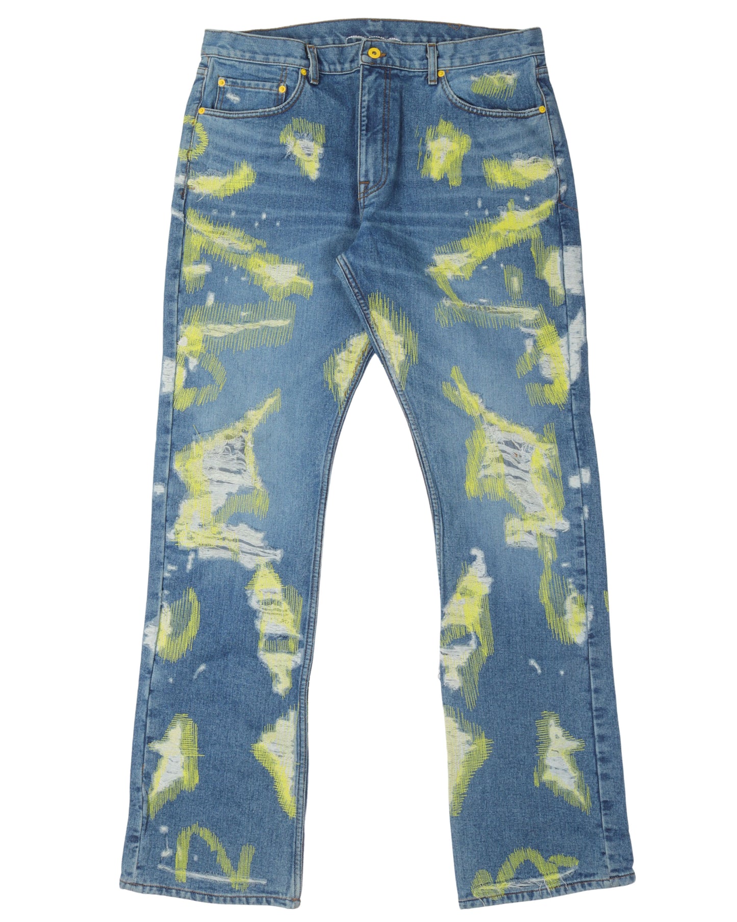 Distressed Embroidered Jeans