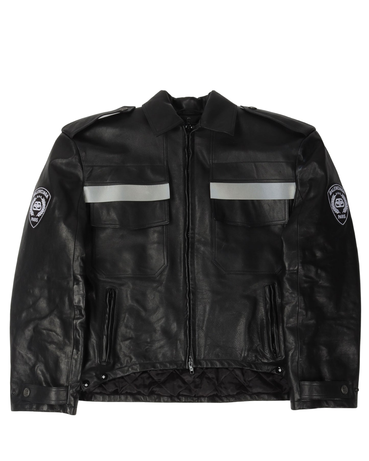 Oversized Leather Uniform Jacket