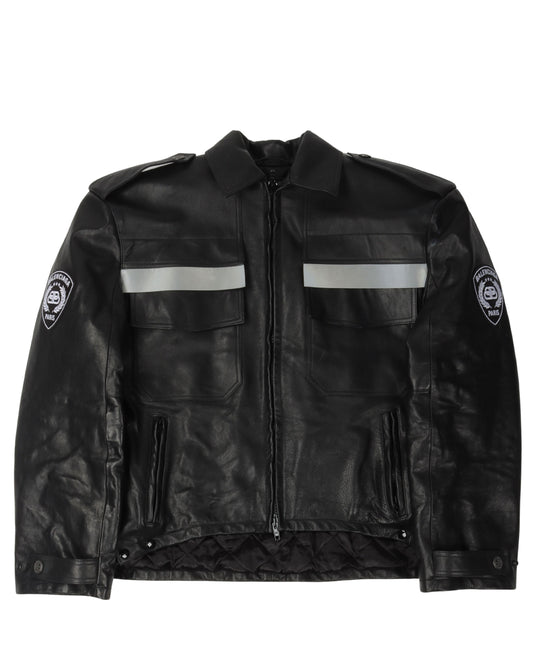 Oversized Leather Uniform Jacket