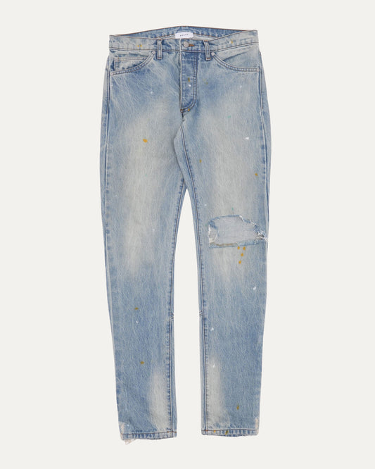 Distressed Button Hem Jeans