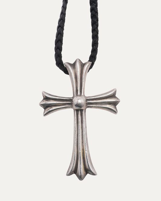 Large Cross Pendant with Leather Necklace