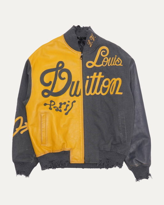 Leather and Canvas Bomber Jacket