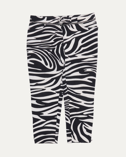 FW 2003 Belted Zip Waist Zebra Print Pants