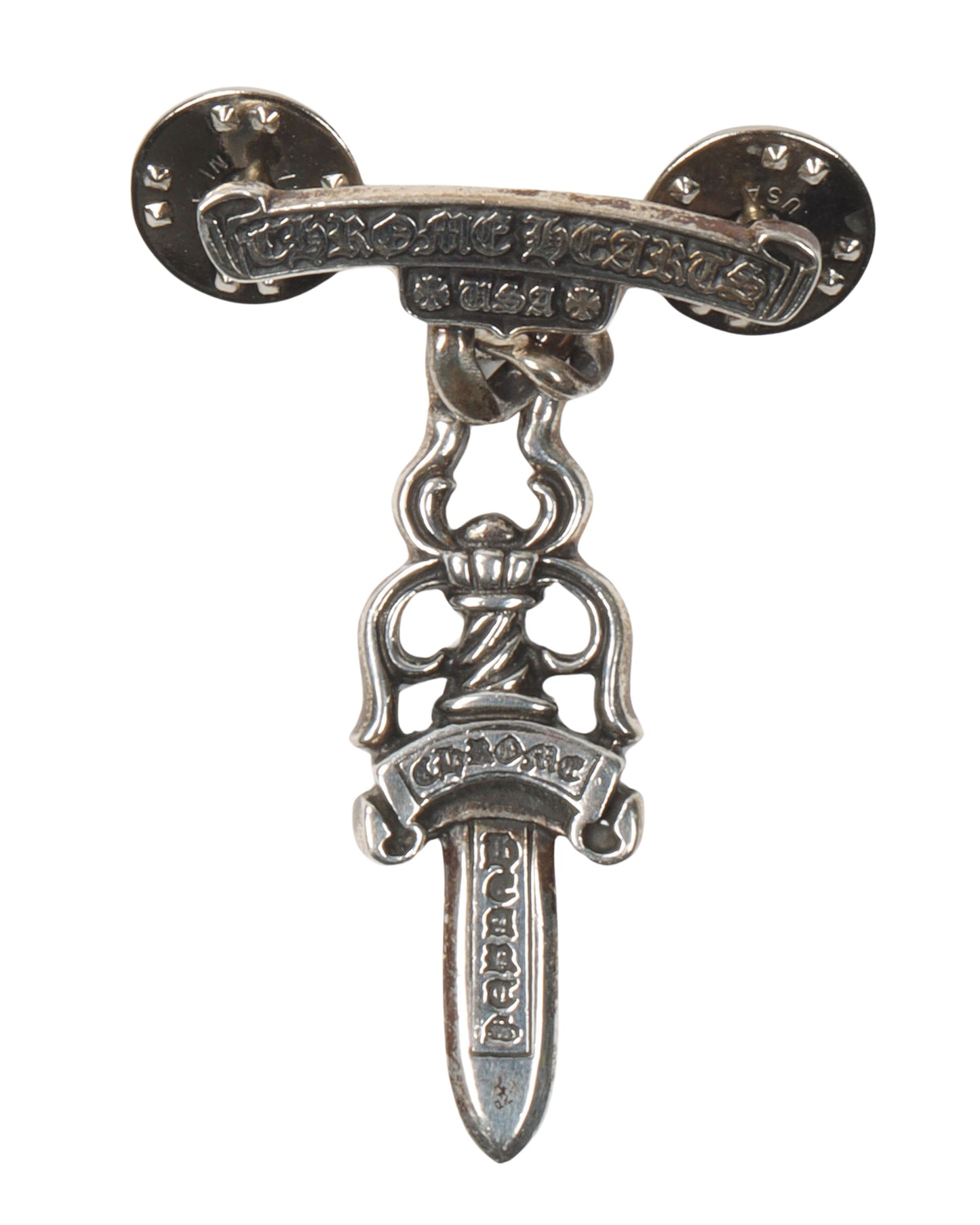 Silver Scroll & Dagger Pin