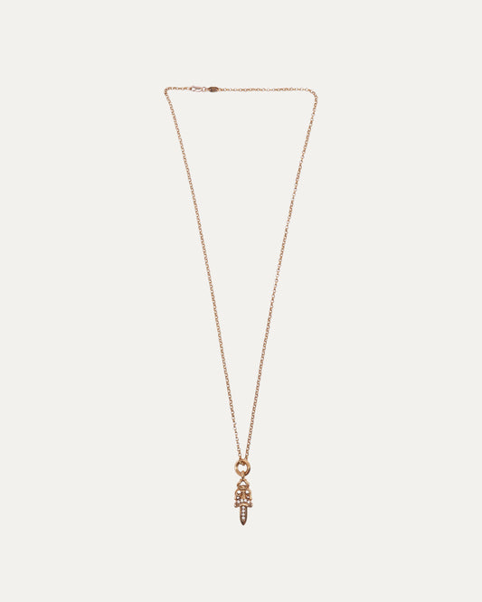 22k Gold Pave Diamond Dagger Necklace