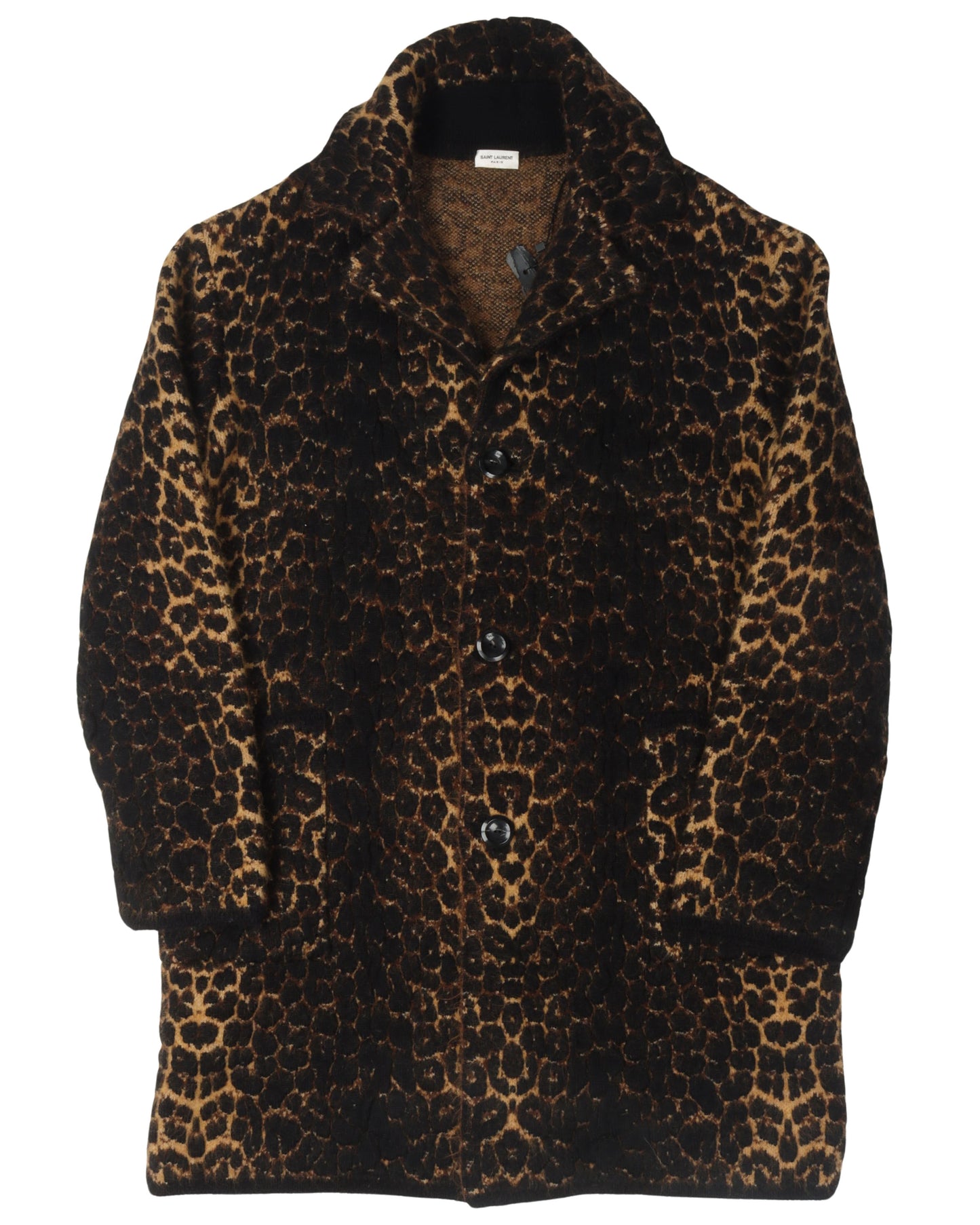 Jacquard Knit Leopard Pattern Coat