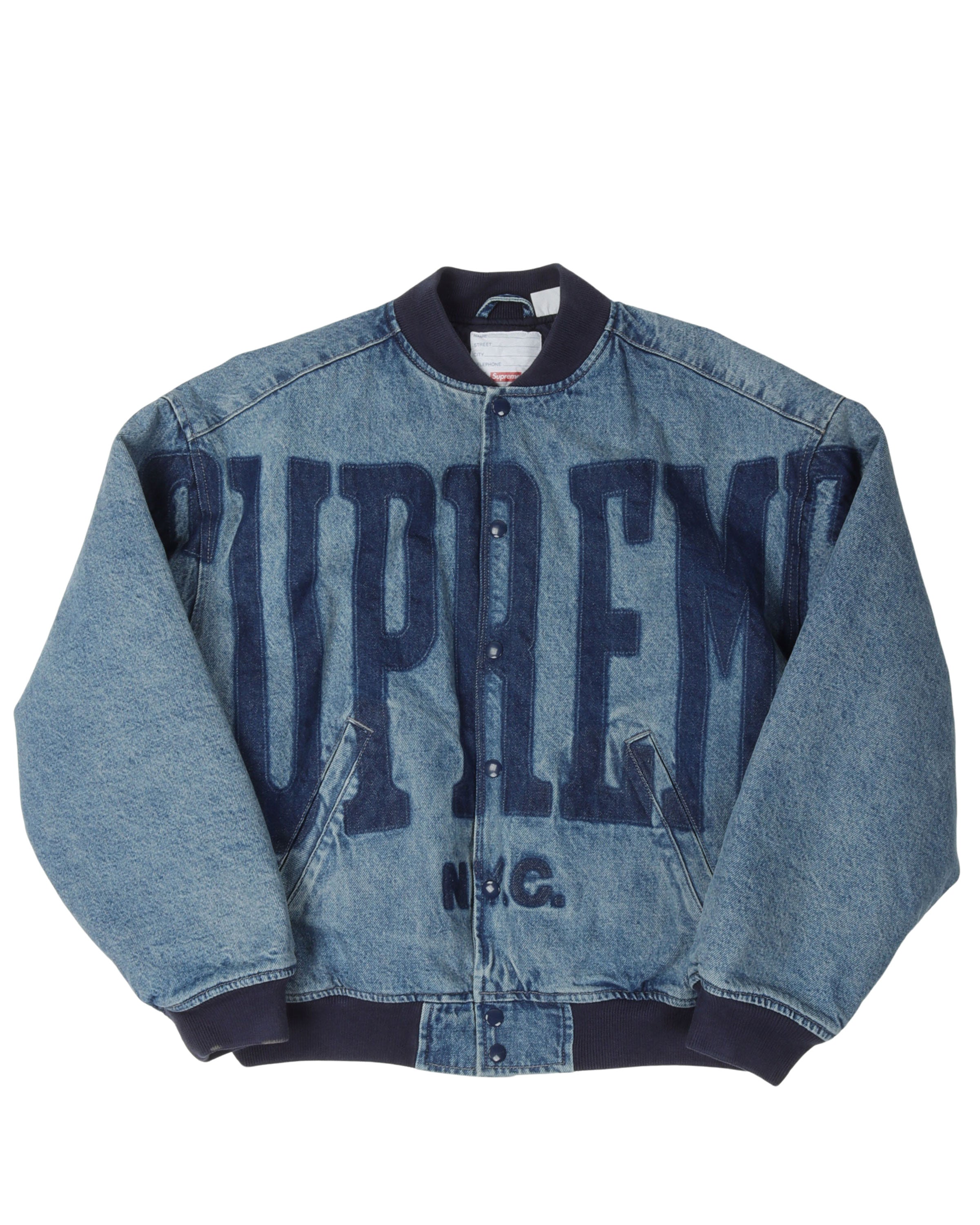 Supreme Washed Knockout Denim Varsity Jacket