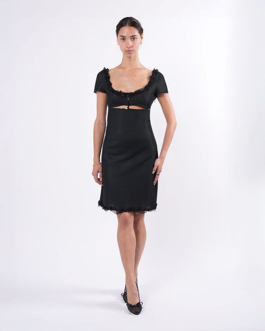 1990's Dress With Patent Leather Trim