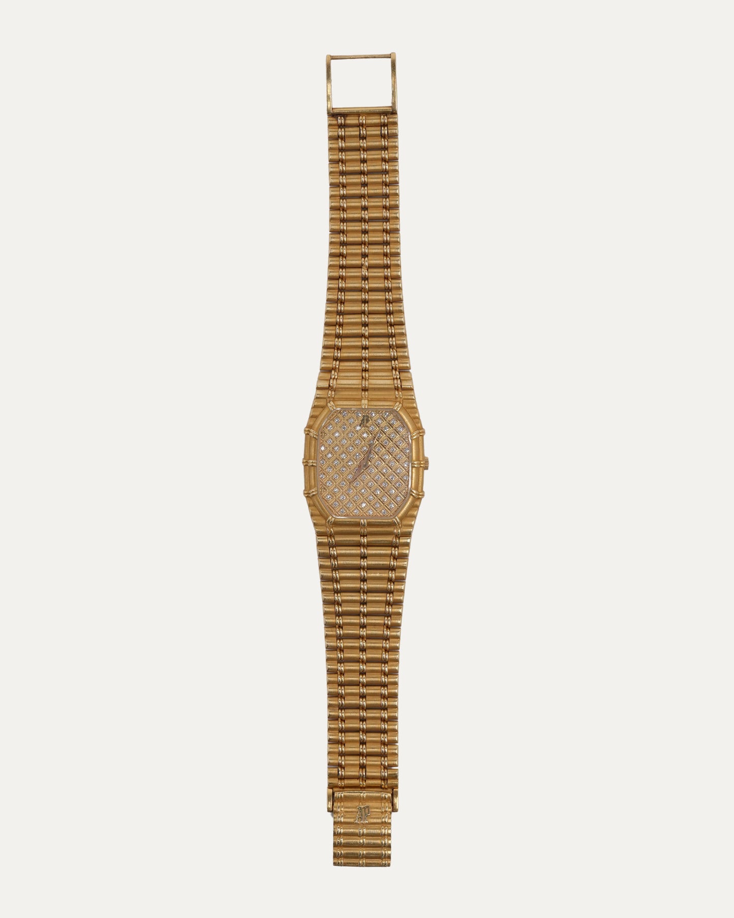 18k Gold Diamond Face Bamboo Watch