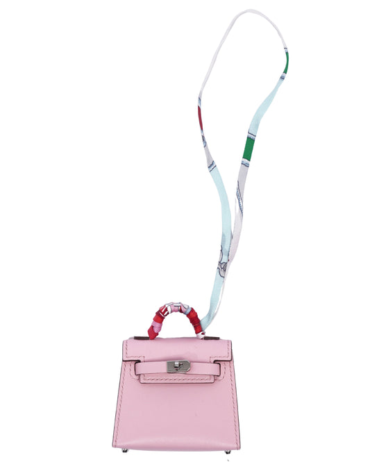 Micro Mini Kelly Twilly Bag Charm Rose Sakura