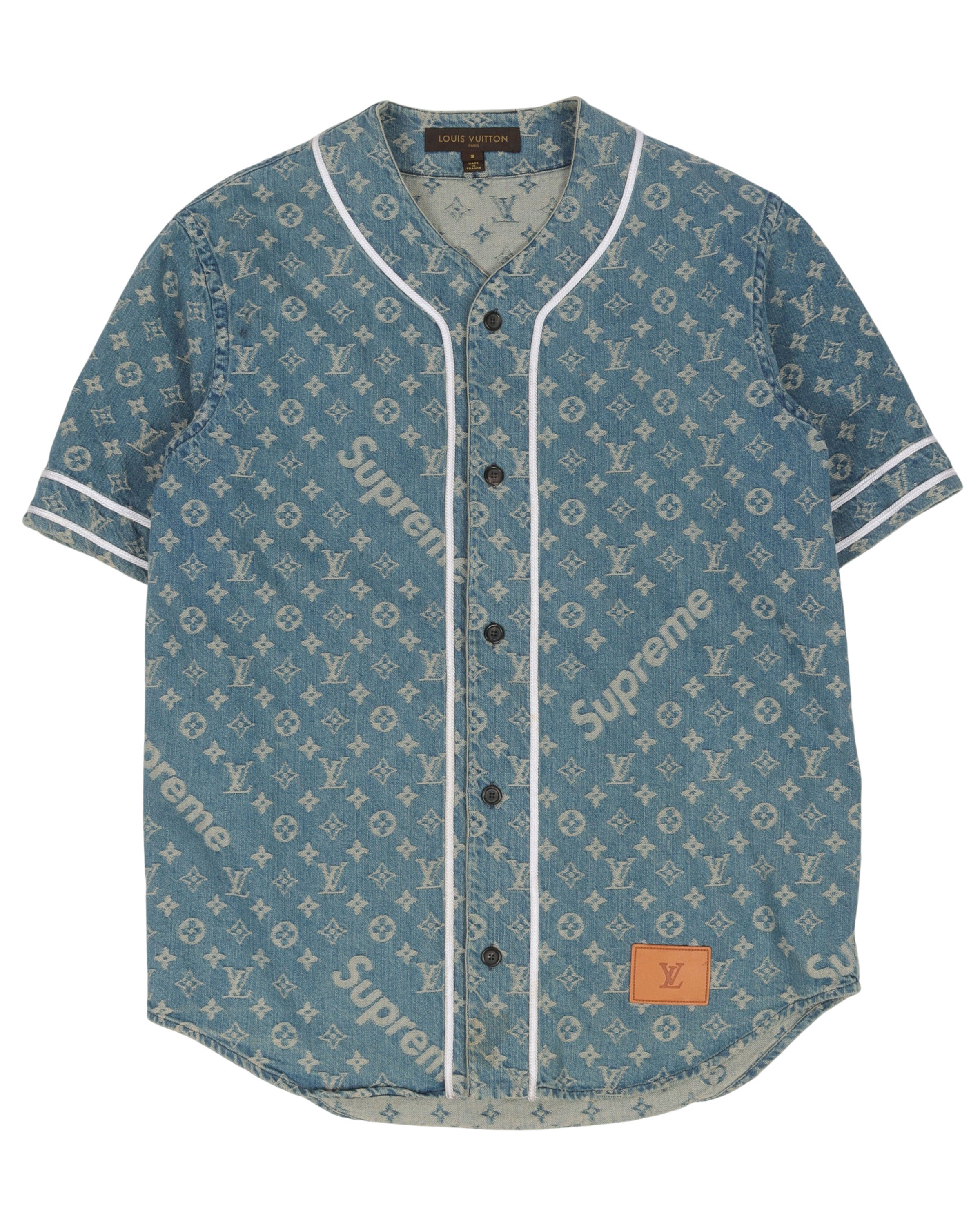 Brand Supreme Denim Baseball Jersey Blue HD Review from sneakeronfire.us  Supreme x Louis Vuitton Shirt Blue from…