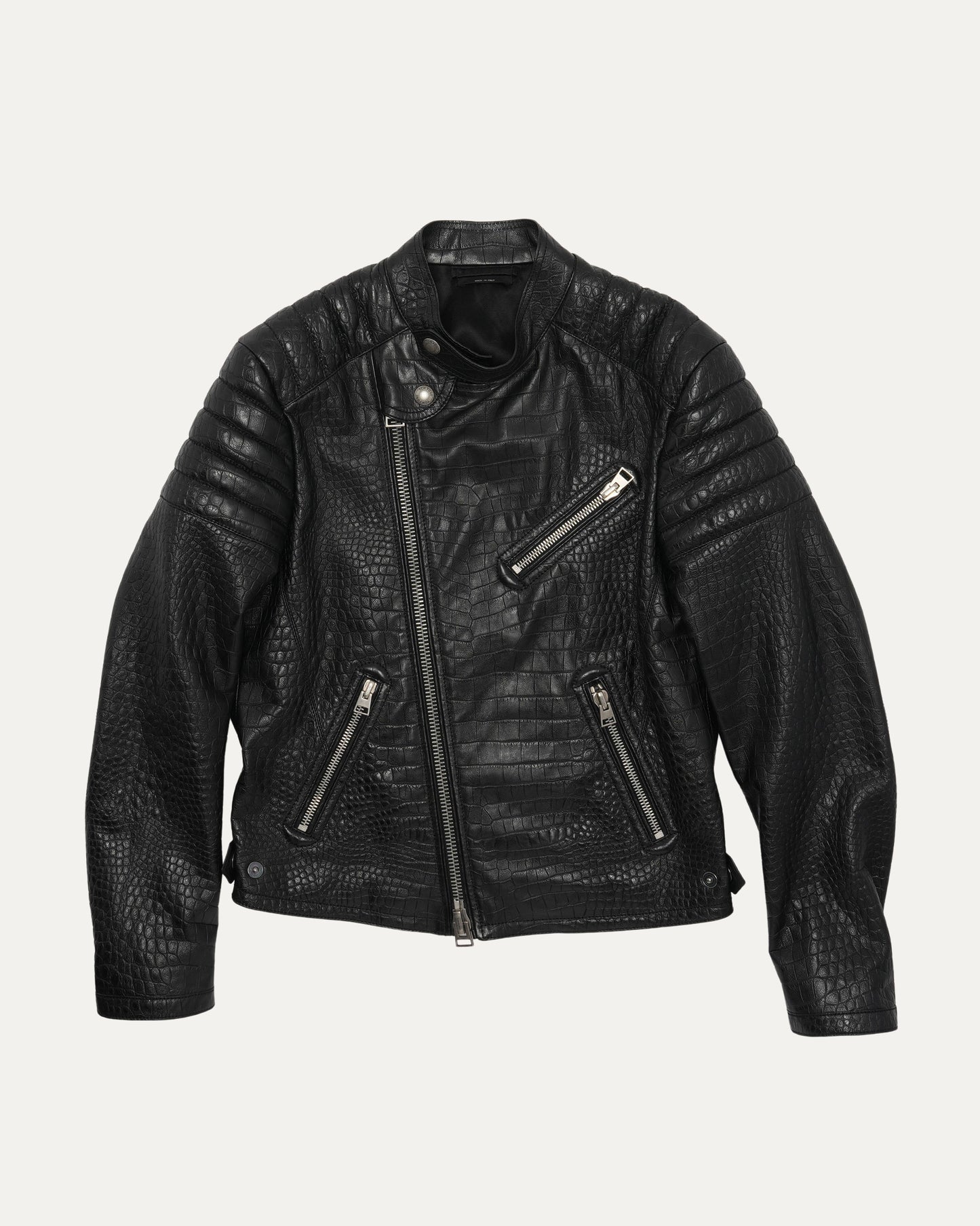 Crocodile Embossed Leather Jacket