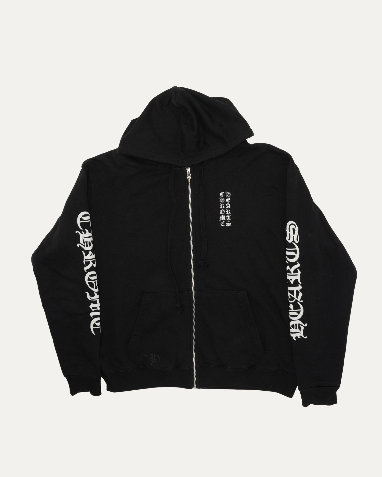 Thermal Lined Vertical Logo Zip Up Hoodie