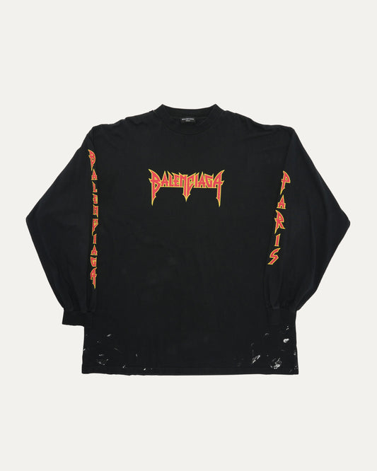 Distressed Metal Logo Long Sleeve T-Shirt