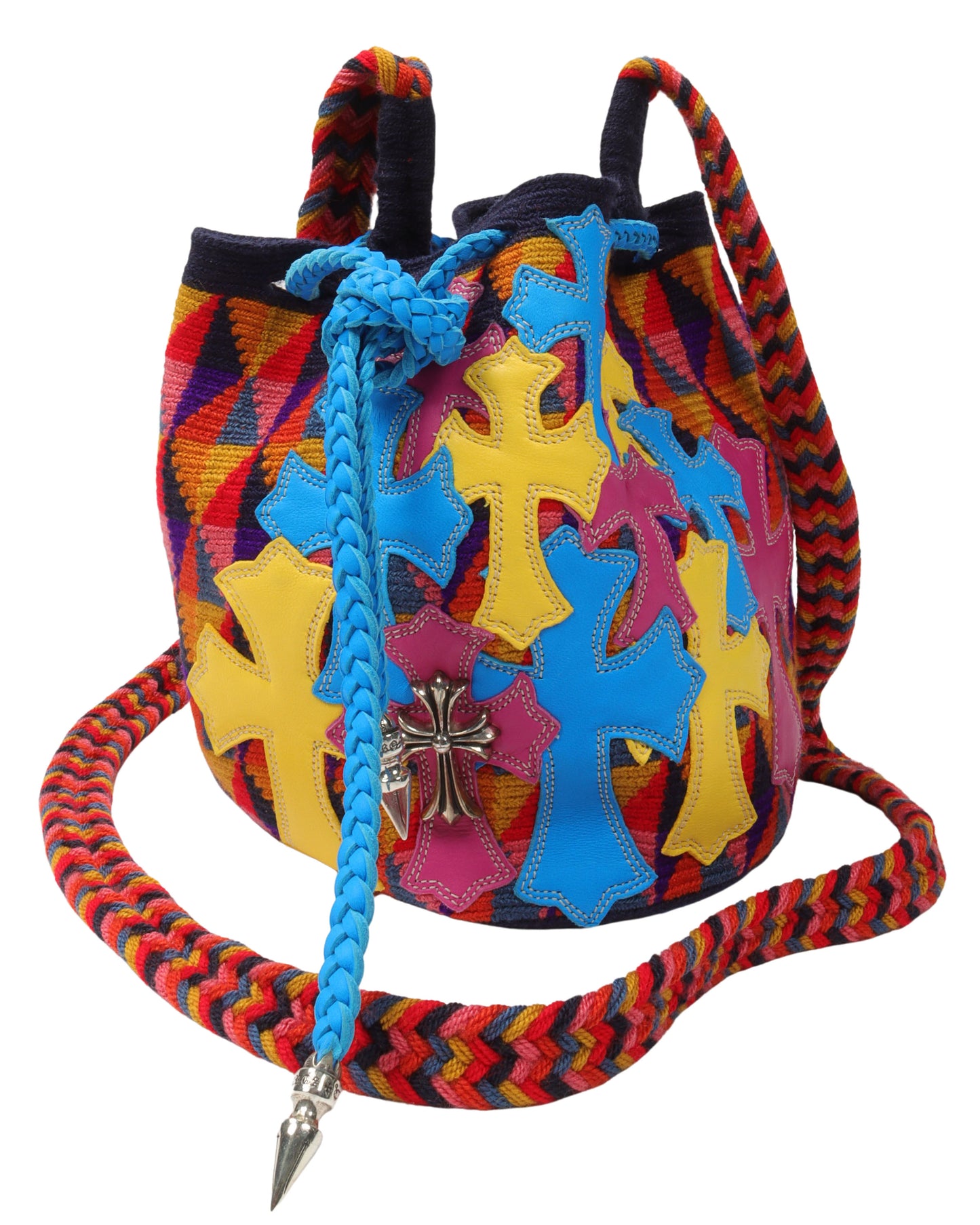 Guanabana Silver Embellished Cross Patch Bag
