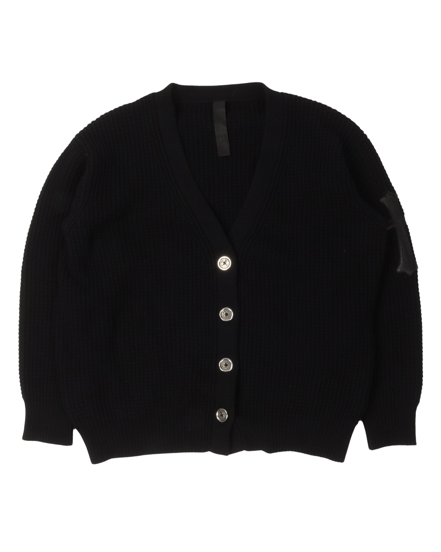 Cashmere Cross Patch "Hit & Run" Cardigan Sweater