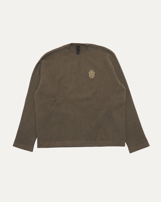 Cashmere Blend Vine Dagger Embroidered Crewneck Sweater