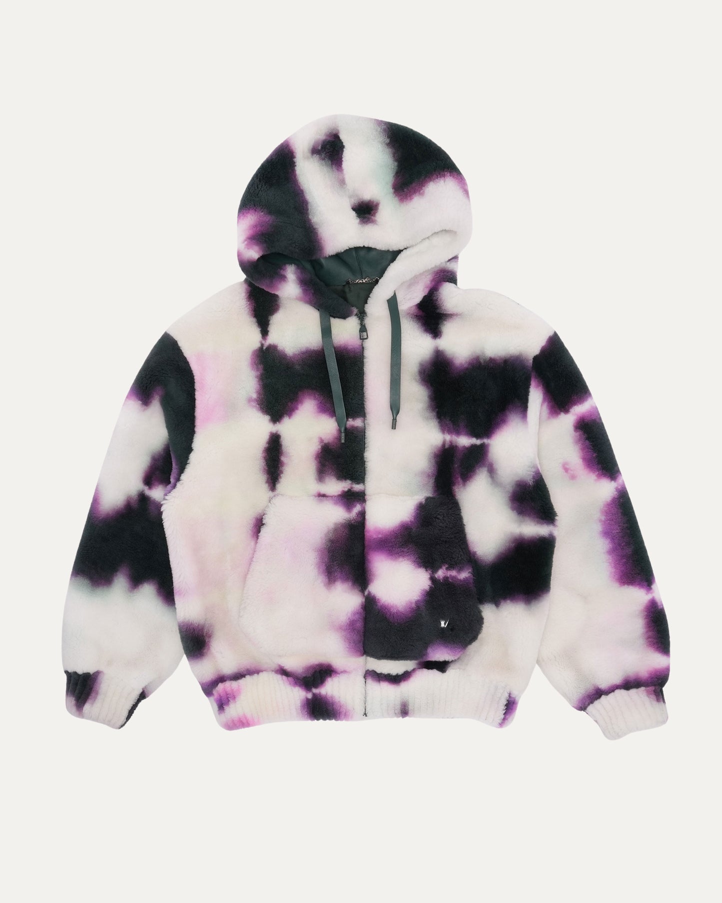 Tie Dye Shearling Hooded Jacket