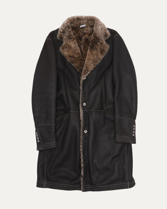 Shearling Lined Leather Coat