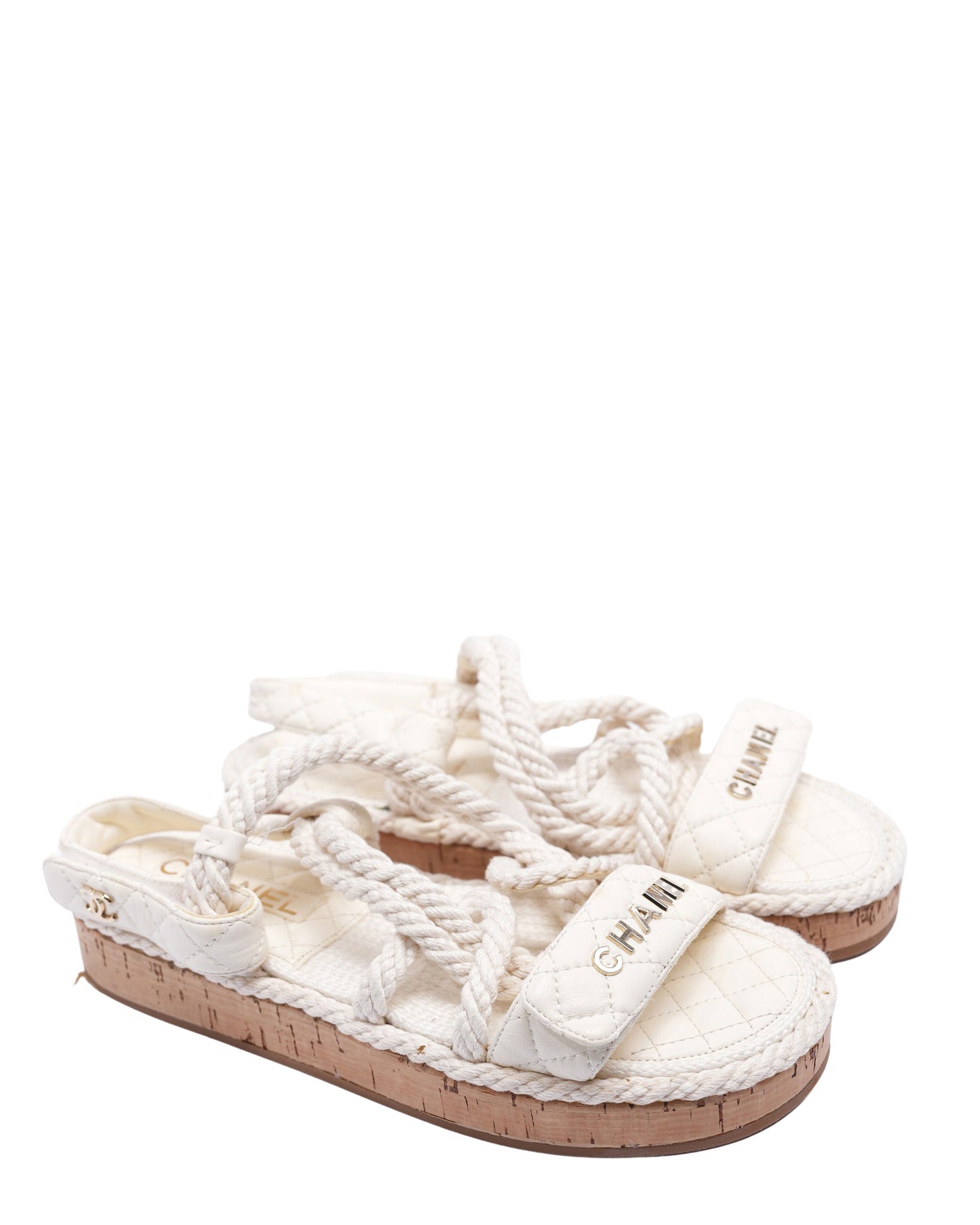 Rope, Lambskin and Cork Sandals