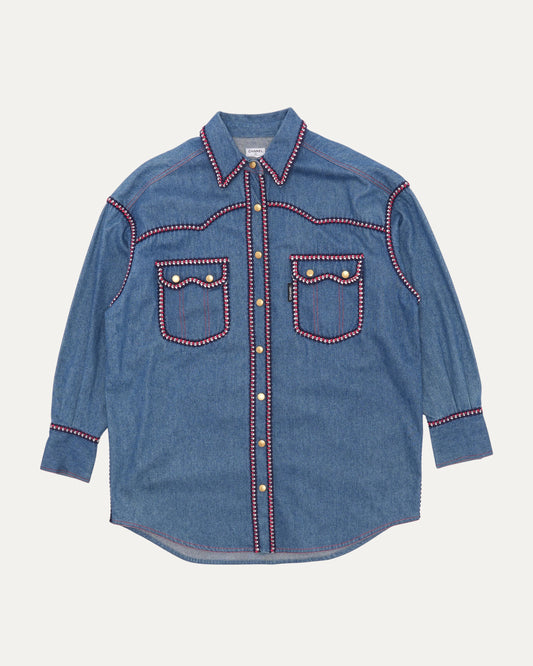 Yarn Detail Western Denim Jacket
