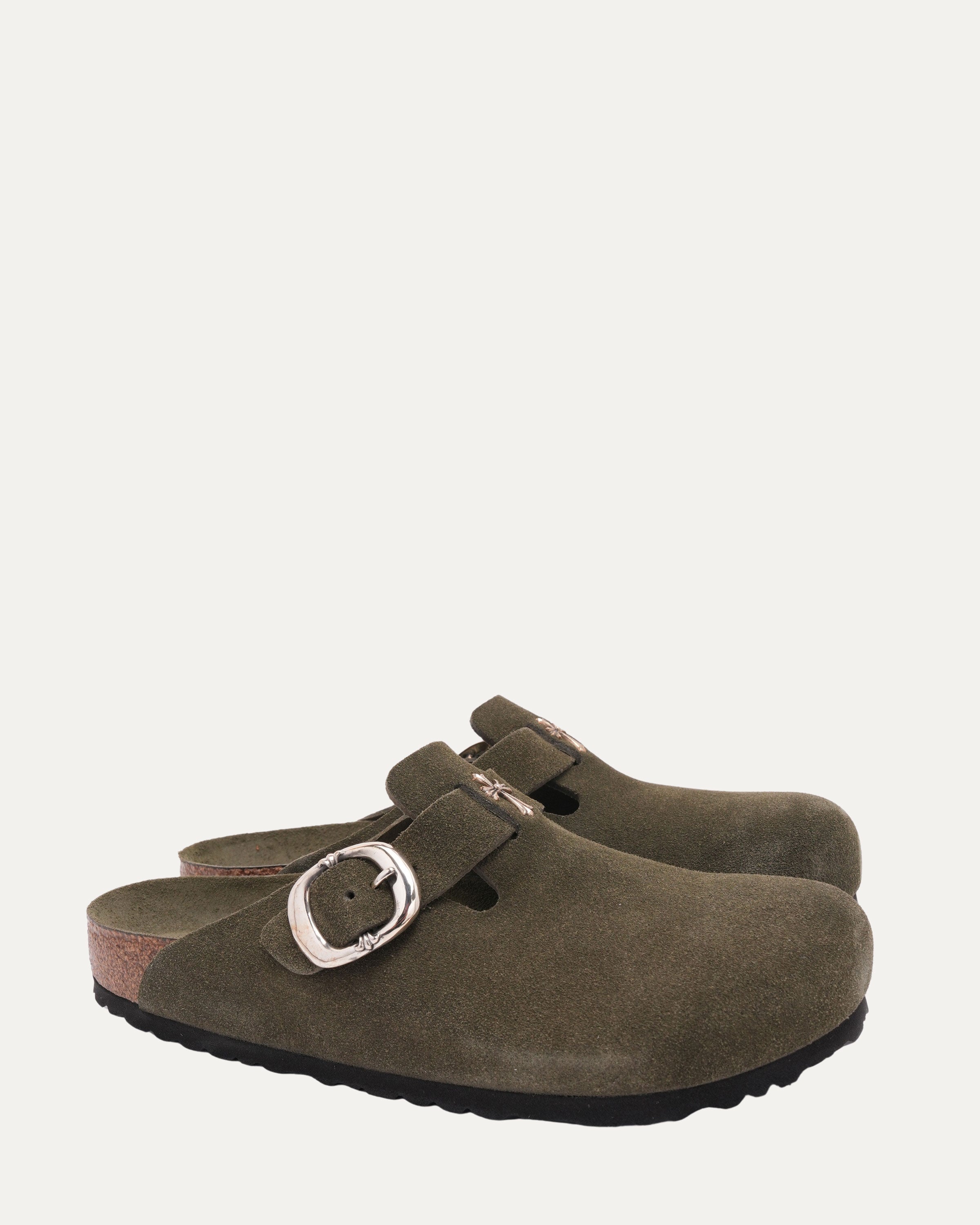Chrome Hearts Tonal Footbed Cross Embellished Birkenstock Boston