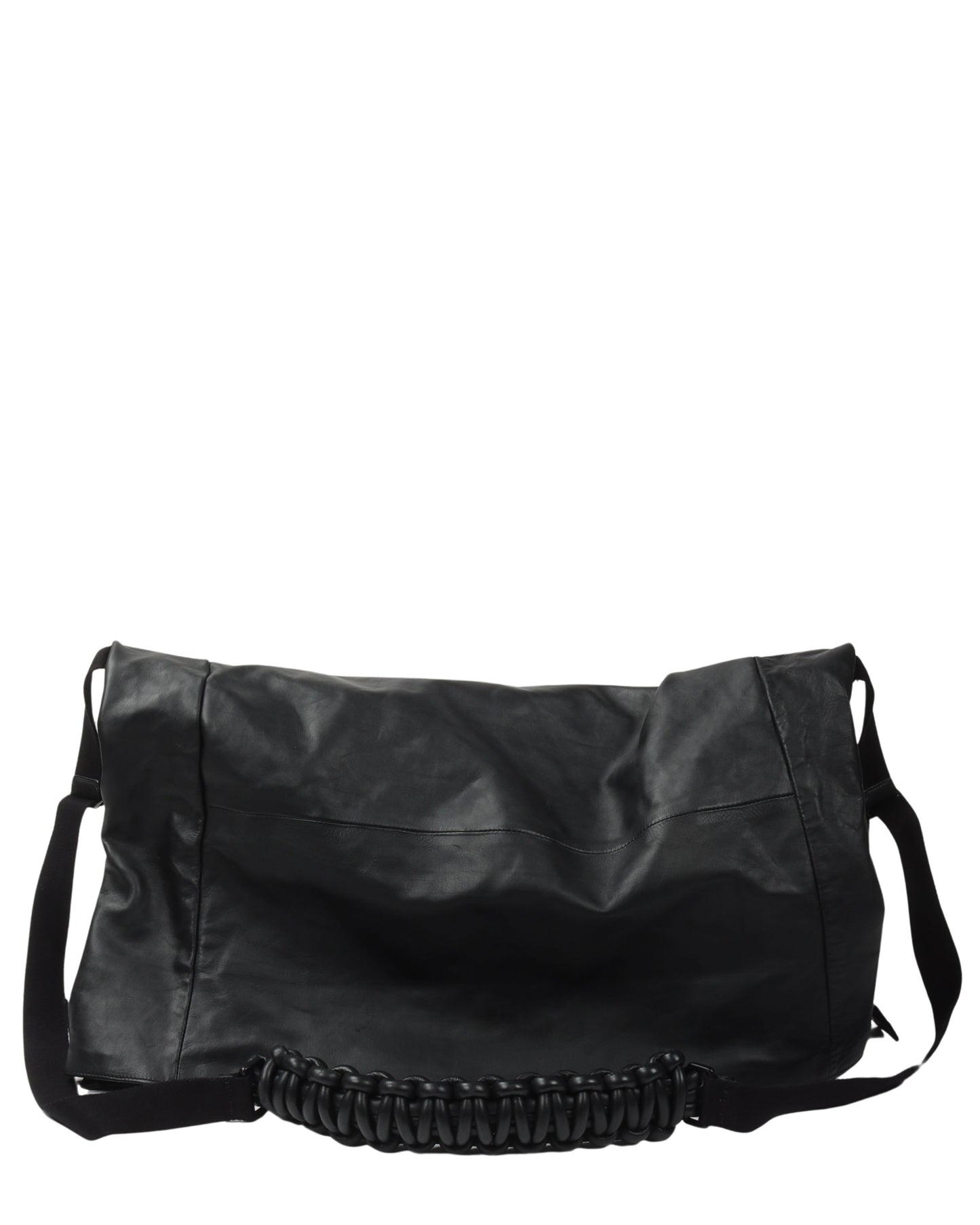 Fold Over Perforated Leather Shoulder Bag