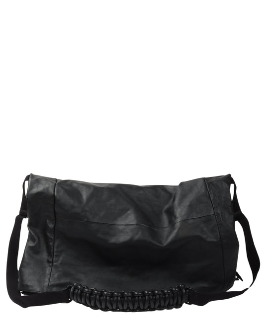 Fold Over Perforated Leather Shoulder Bag