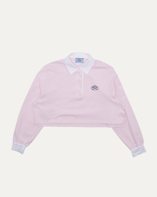 Embroidered Logo Cropped Rugby Shirt