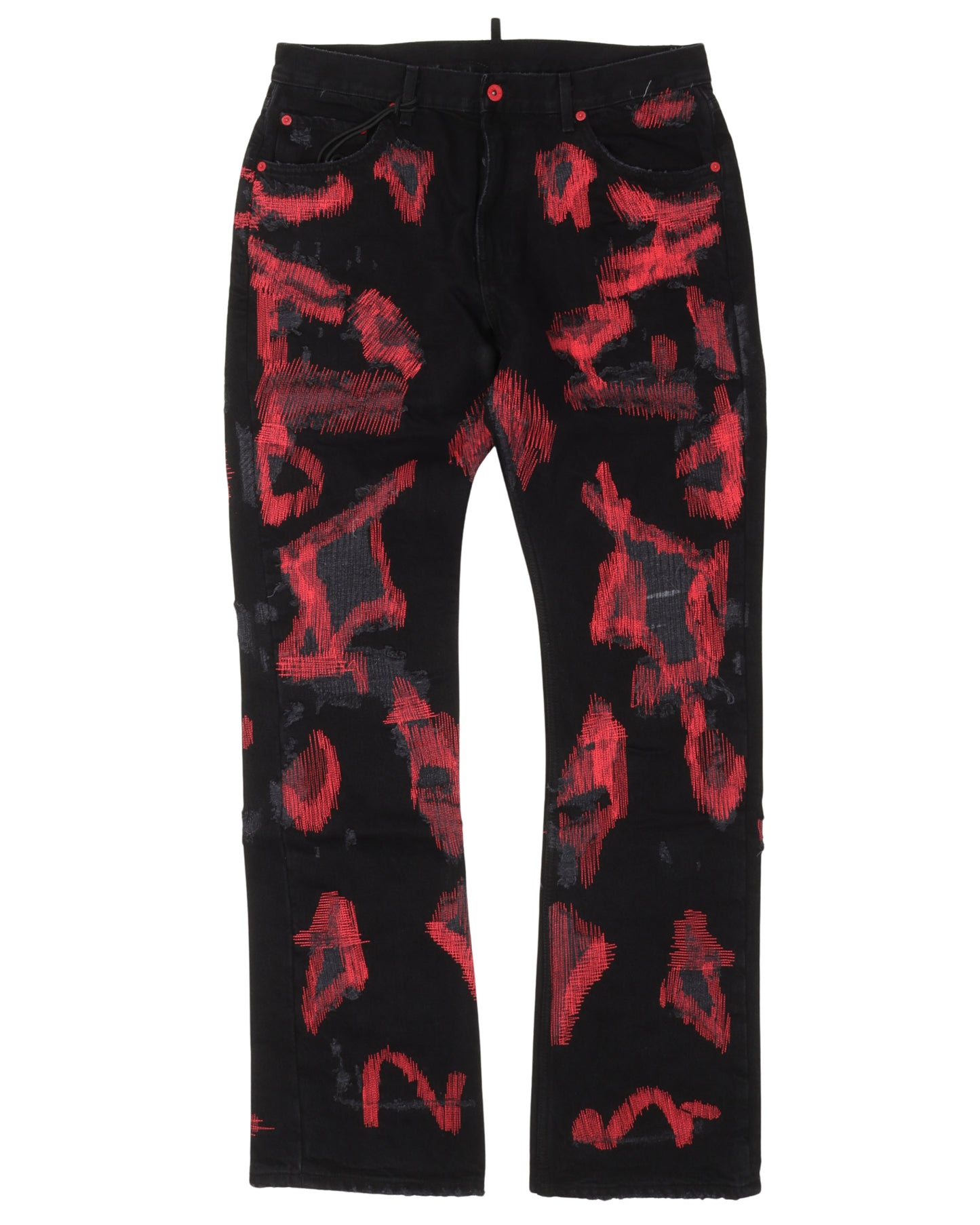 Distressed Embroidered Jeans
