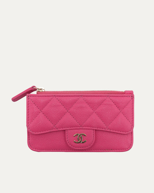 Caviar Quilted Flap Zip Cardholder