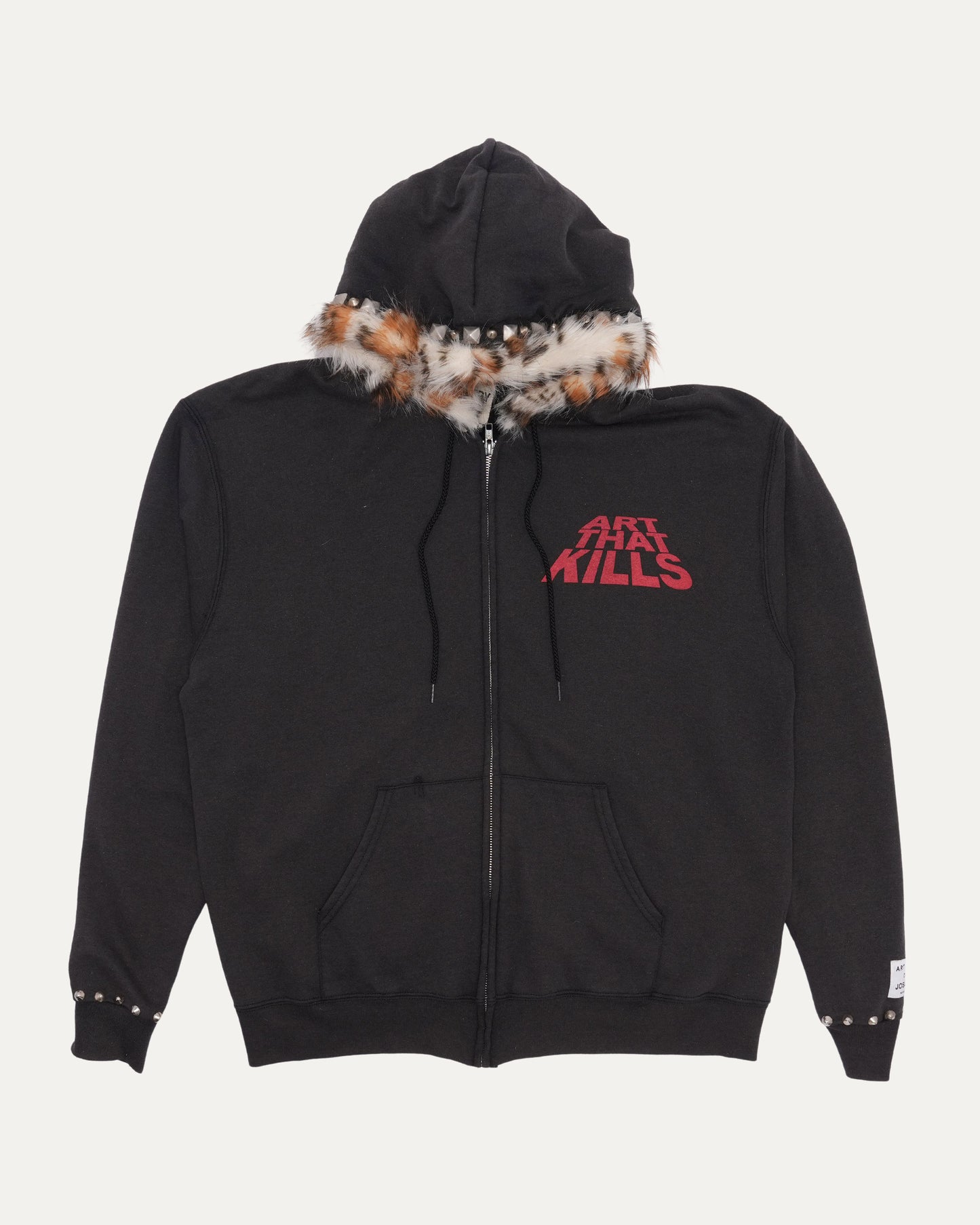 'Art That Kills' Faux Fur Lined Zip-Up Hoodie