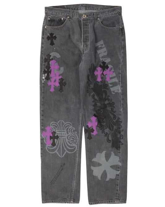 Online Exclusive Cross Patch Stencil Jeans
